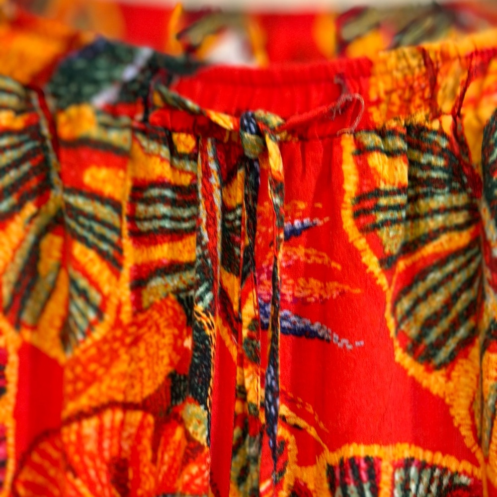 Christian Sirano size small drawstring tropical wide leg pants Cotten blend - Picture 6 of 14